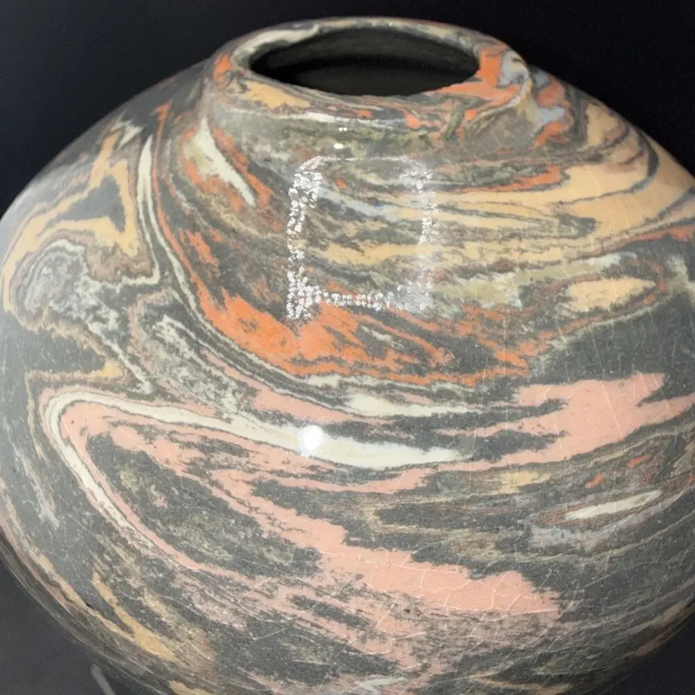 KLER Studio Art Pottery Agateware Neriage Vase Signed Dated 1997 #26 Hand Thrown